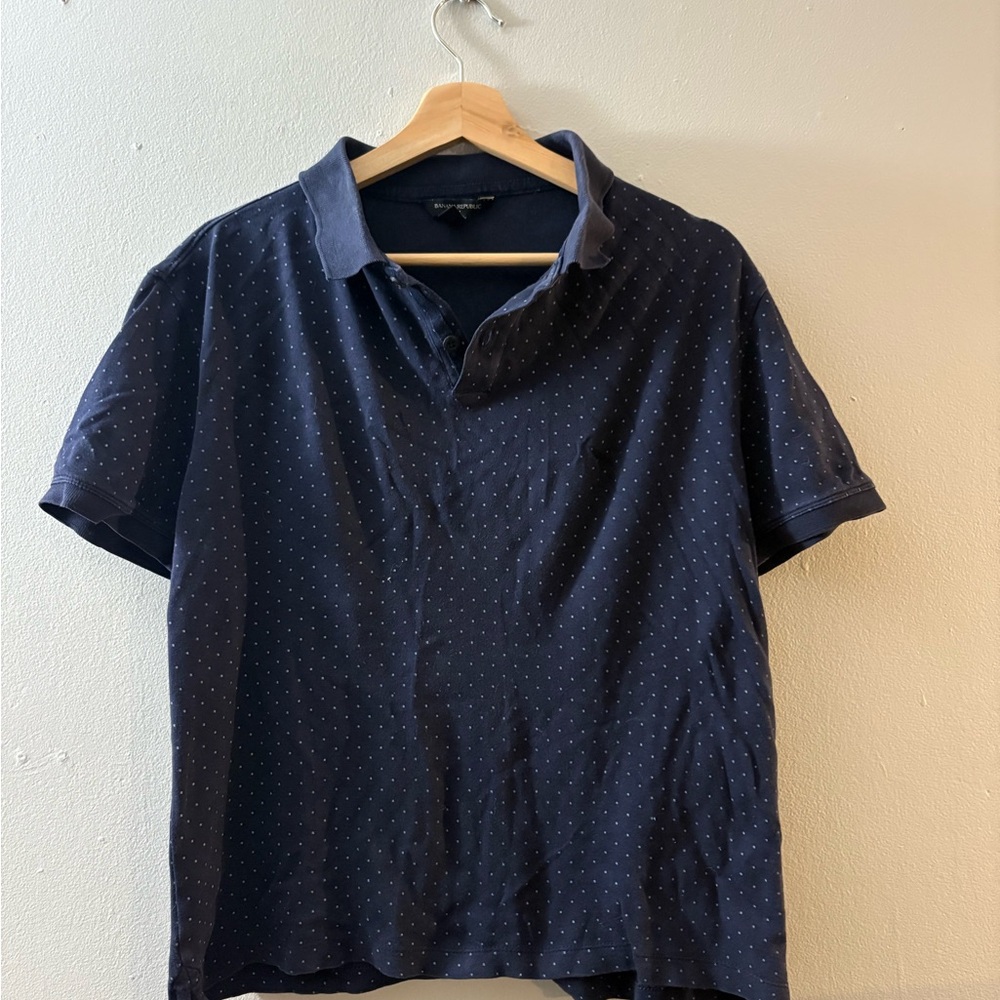 Banana Republic Dark Blue Polo with Dotted Design